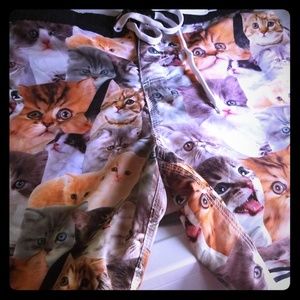 Bio world mens L swim shorts cat print